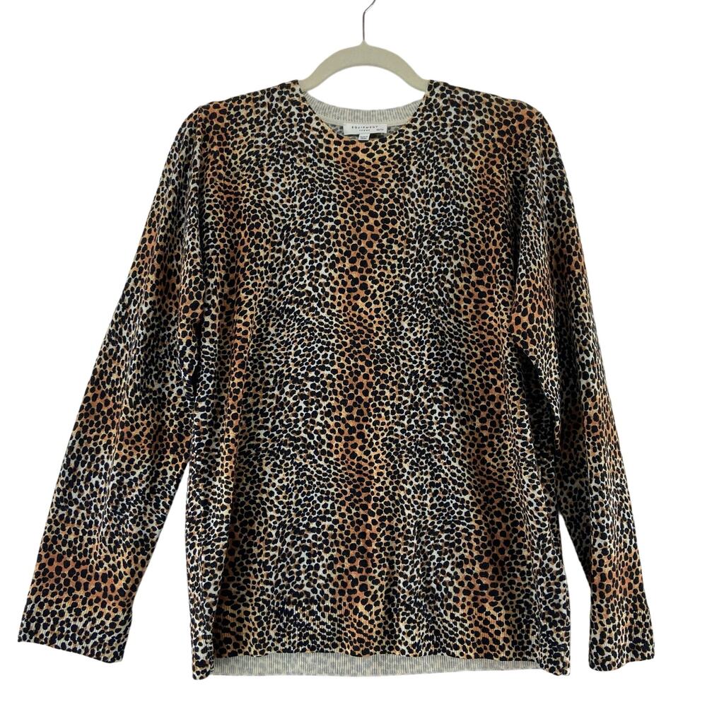 Merino Wool Equipment Leopard Print Sweater - Black and Brown